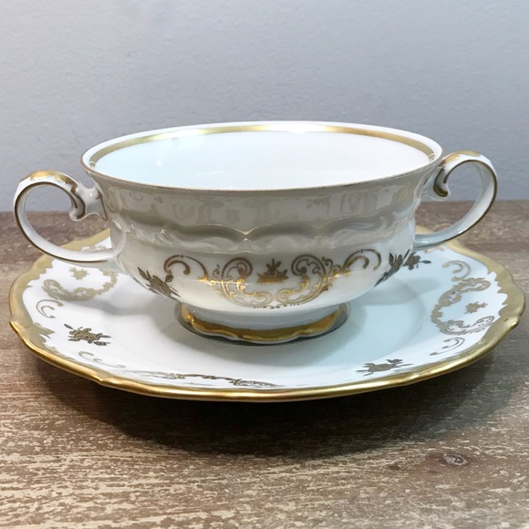 REICHENBACH consommé bouillon teacups white gold - Picture 2 of 13